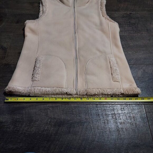 Calvin Klein Full Zip Sherpa Vest Jacket Women Size Large Tan Fleece - Picture 11 of 15